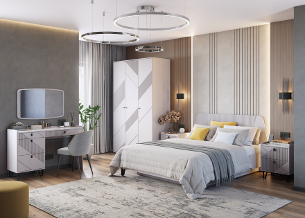 Кровать со спинкой МДФ и основание Лайт Кашемир  